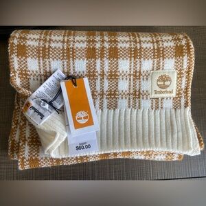 Timberland Scarf Buffalo Plaid Beige 10”W x 68”L NWT